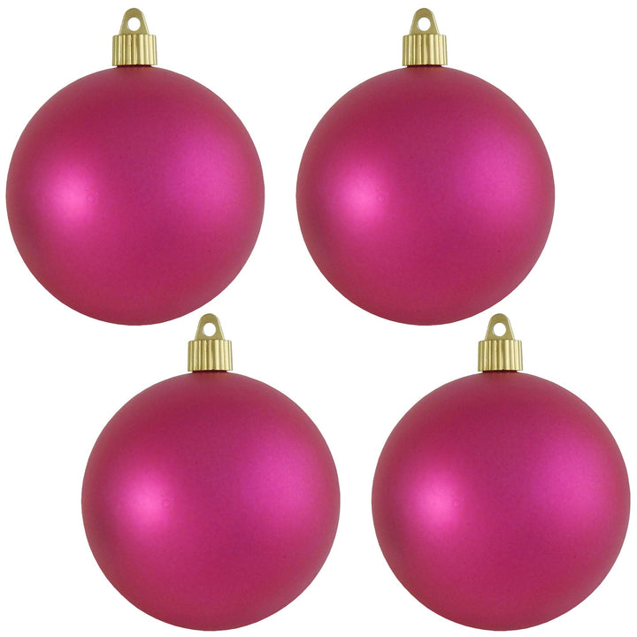 Christmas By Krebs 4" (100mm) Velvet Glamour Pink [4 Pieces] Solid Commercial Grade Indoor and Outdoor Shatterproof Plastic, UV and Water Resistant Ball Ornament Decorations