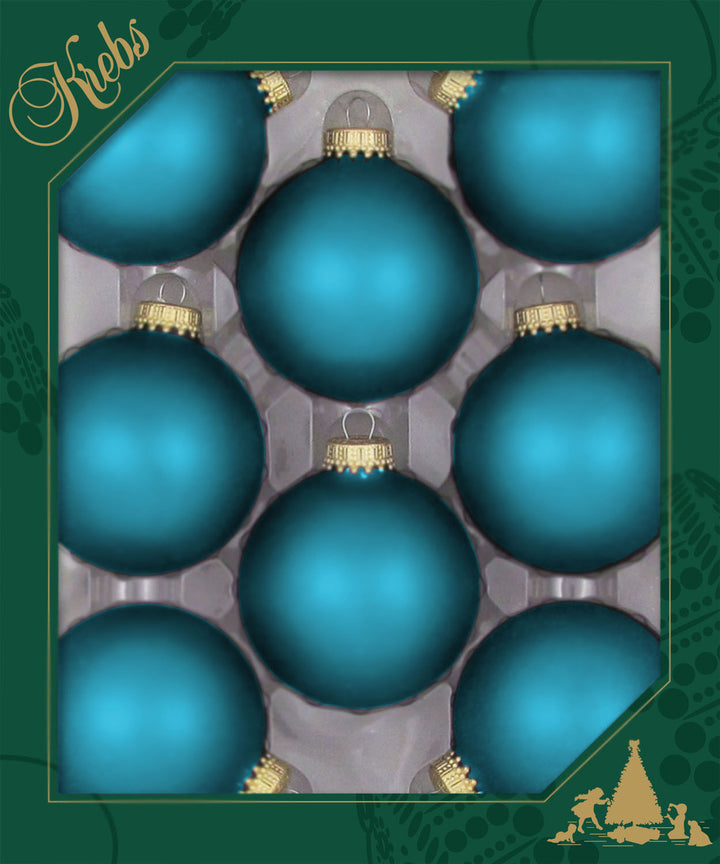 Christmas By Krebs 2 5/8" (67mm) Seamless Glass Ornament [8 Pieces], Decorated Designer Heirloom (Velvet Turquoise Bliss)