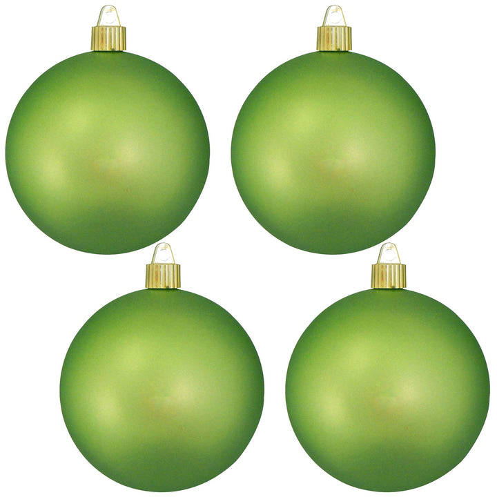 Christmas By Krebs 4" (100mm) Velvet Krypton Green [4 Pieces] Solid Commercial Grade Indoor and Outdoor Shatterproof Plastic, UV and Water Resistant Ball Ornament Decorations