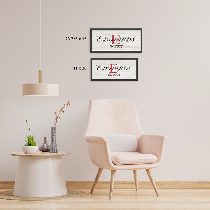 Krebs White Wood With Black Frame Personalized Family Monogram Wood Sign