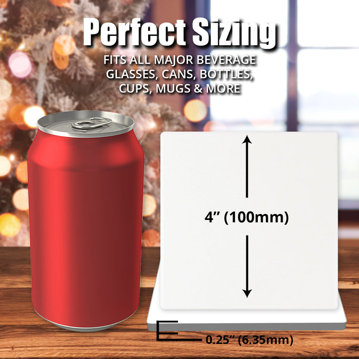 [Set of 4] 4" Premium Absorbent Ceramic Square Christmas Holiday Humor Gift Housewarming Coasters - Tis The Season To Be Tipsy