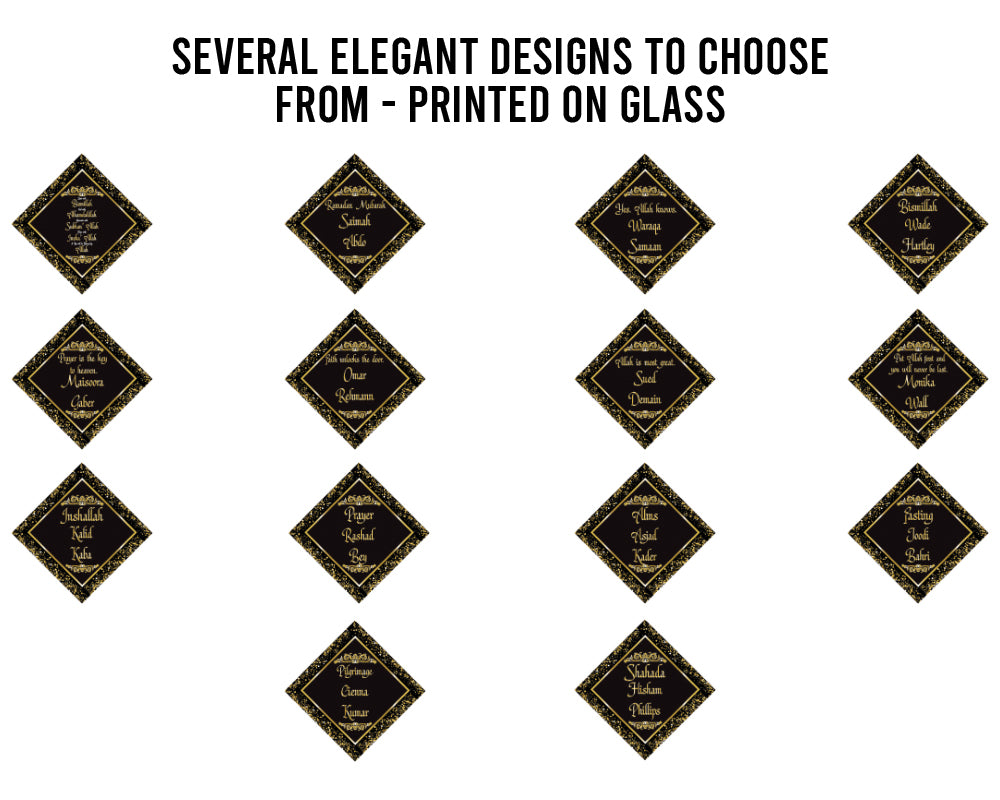 3" Personalized "Islam Quote" Glass Diamond Suncatcher with Black & Gold Design