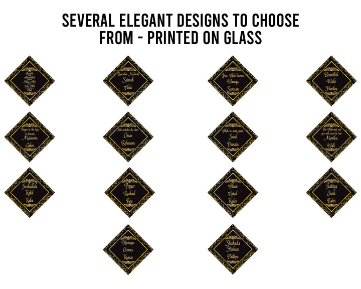 3" Personalized "Islam Quote" Glass Diamond Suncatcher with Black & Gold Design