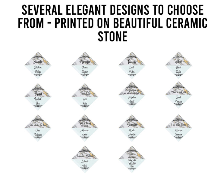 3" Personalized "Islam Quote" Glass Diamond Suncatcher with Marble Design