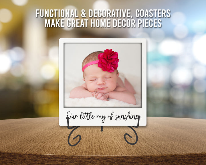 4" Personalized Instant Film Style Ceramic Coasters, Set of 4 Pieces