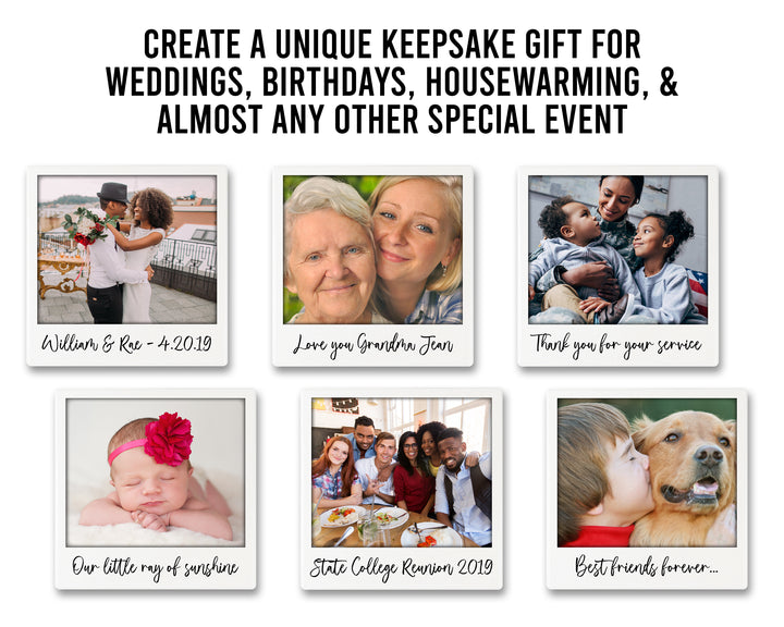 4" Personalized Instant Film Style Ceramic Coasters, Set of 4 Pieces