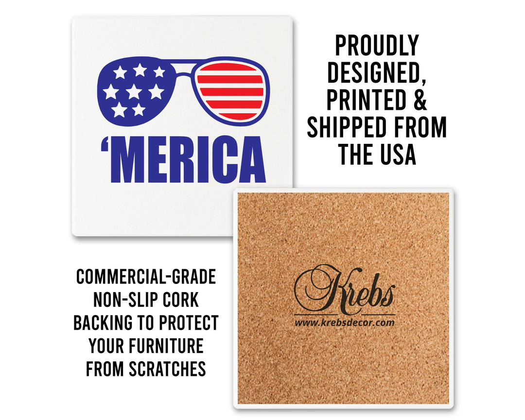 4" Personalized Instant Film Style Ceramic Coasters, Set of 4 Pieces