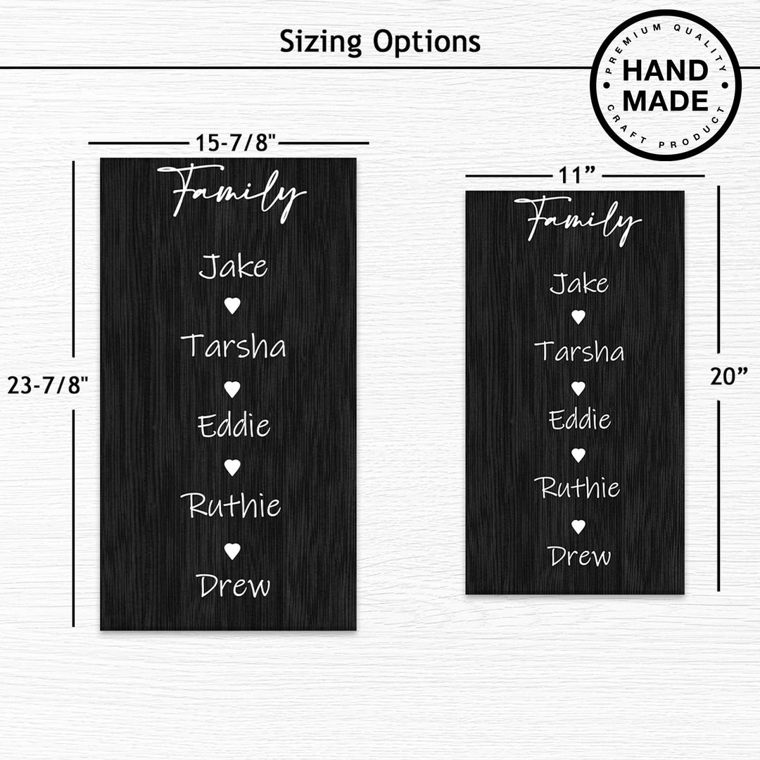 11"x20" and 23-7/8"x15-7/8" Vertical Personalized Family Tree Unframed Wood Sign