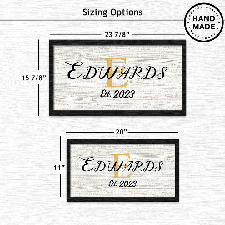 Krebs White Wood With Black Frame Personalized Family Monogram Wood Sign