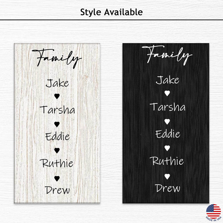 11"x20" and 23-7/8"x15-7/8" Vertical Personalized Family Tree Unframed Wood Sign
