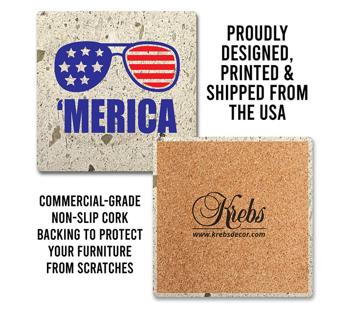 4" "Hilarious Wine Coasters" Terrazo Coasters, Set of 4 Pieces