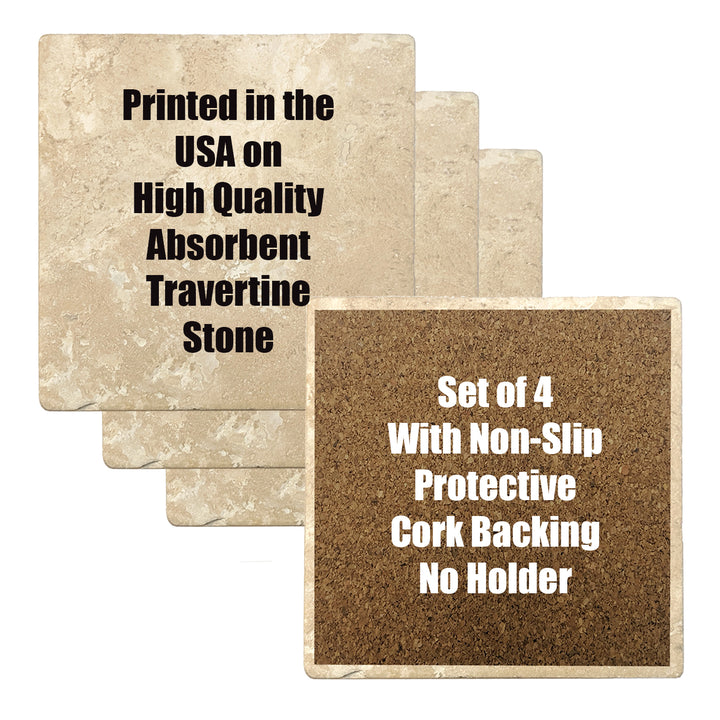 Set of 4 Absorbent Stone 4" Flower Designs Drink Coasters, Tree Peony